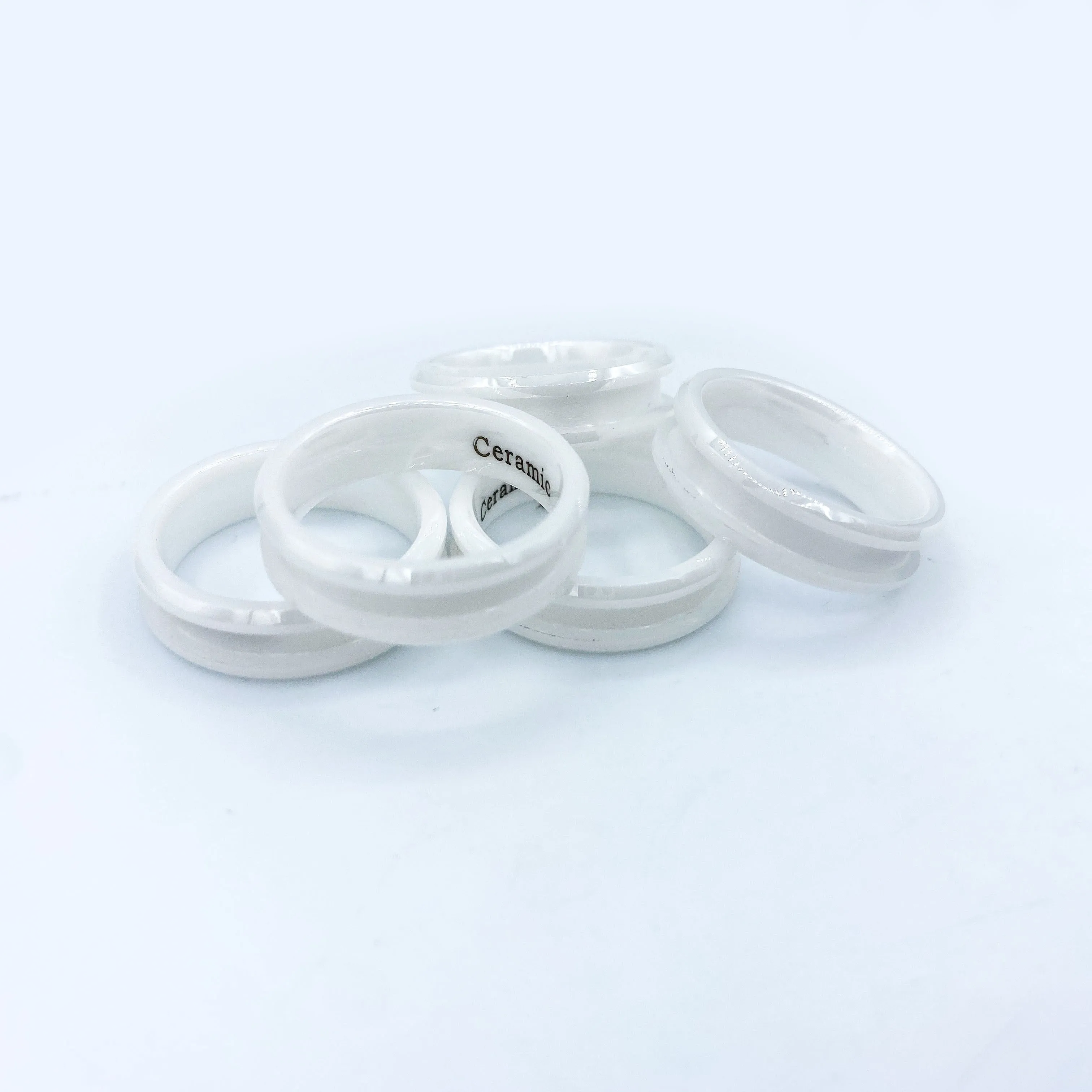 10 Pack - White Ceramic Ring Blank