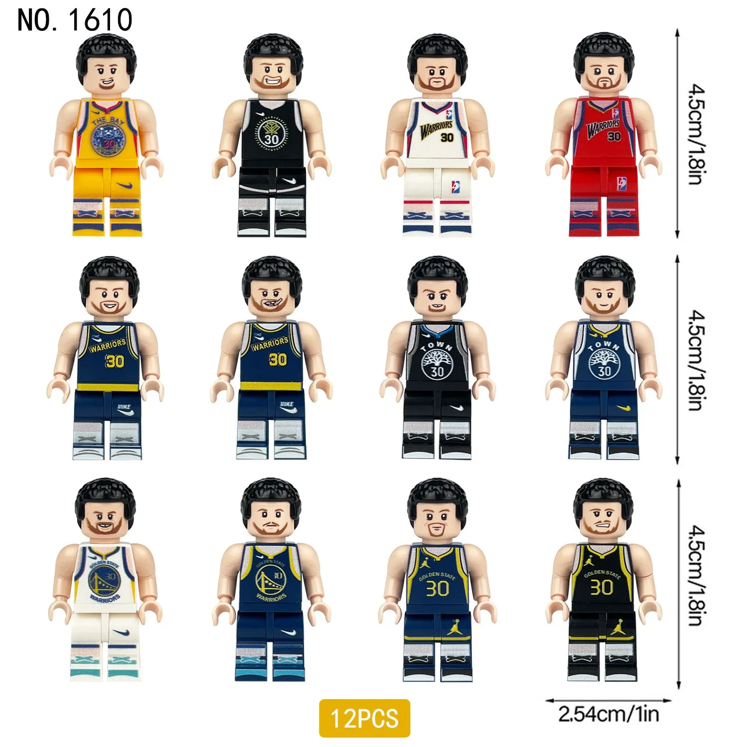 12pcs/Set 1610 Basketball Doll Toy Small Particle Cartoon Doll Model Children Assembling Building Blocks Toy Stadium Scenery Ball