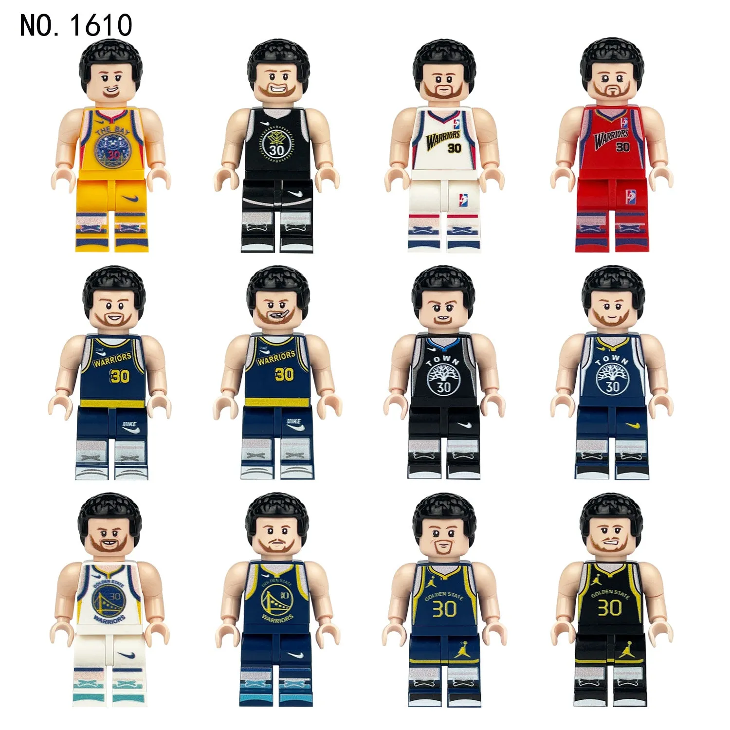 12pcs/Set 1610 Basketball Doll Toy Small Particle Cartoon Doll Model Children Assembling Building Blocks Toy Stadium Scenery Ball