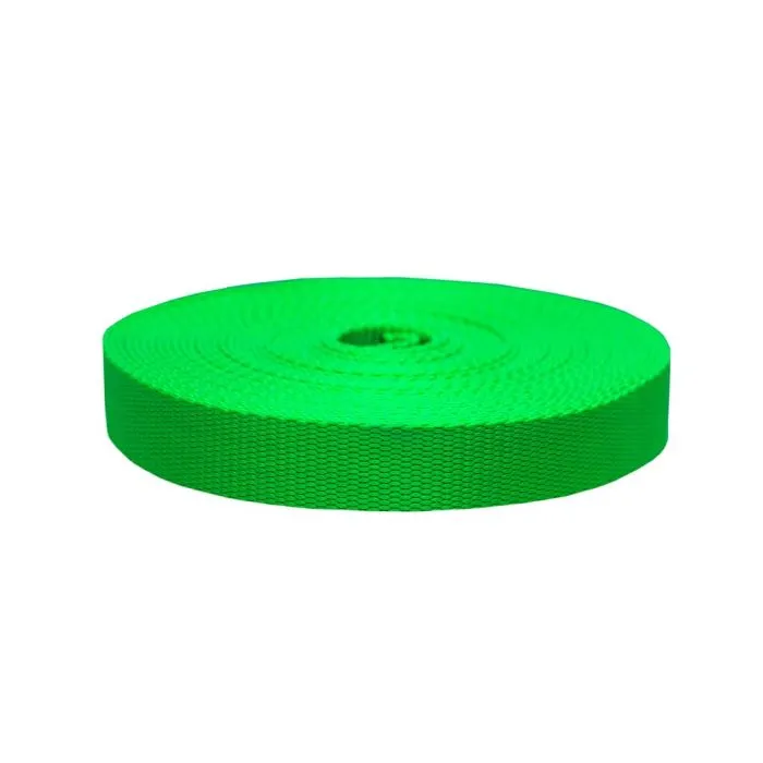 1" Nylon Webbing - Hot Green - One Yard