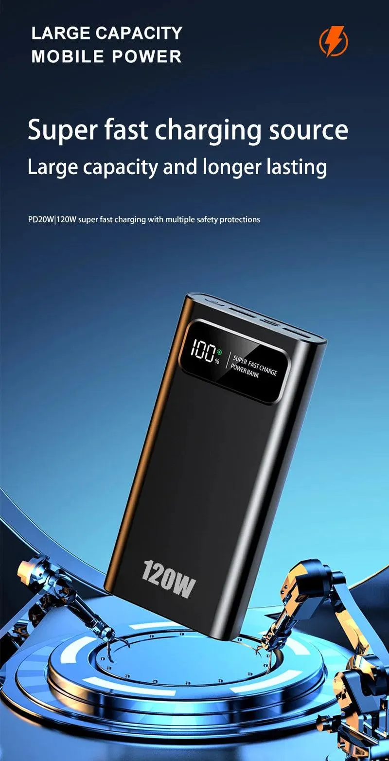 200000mAH 120W Power Bank Super Fast