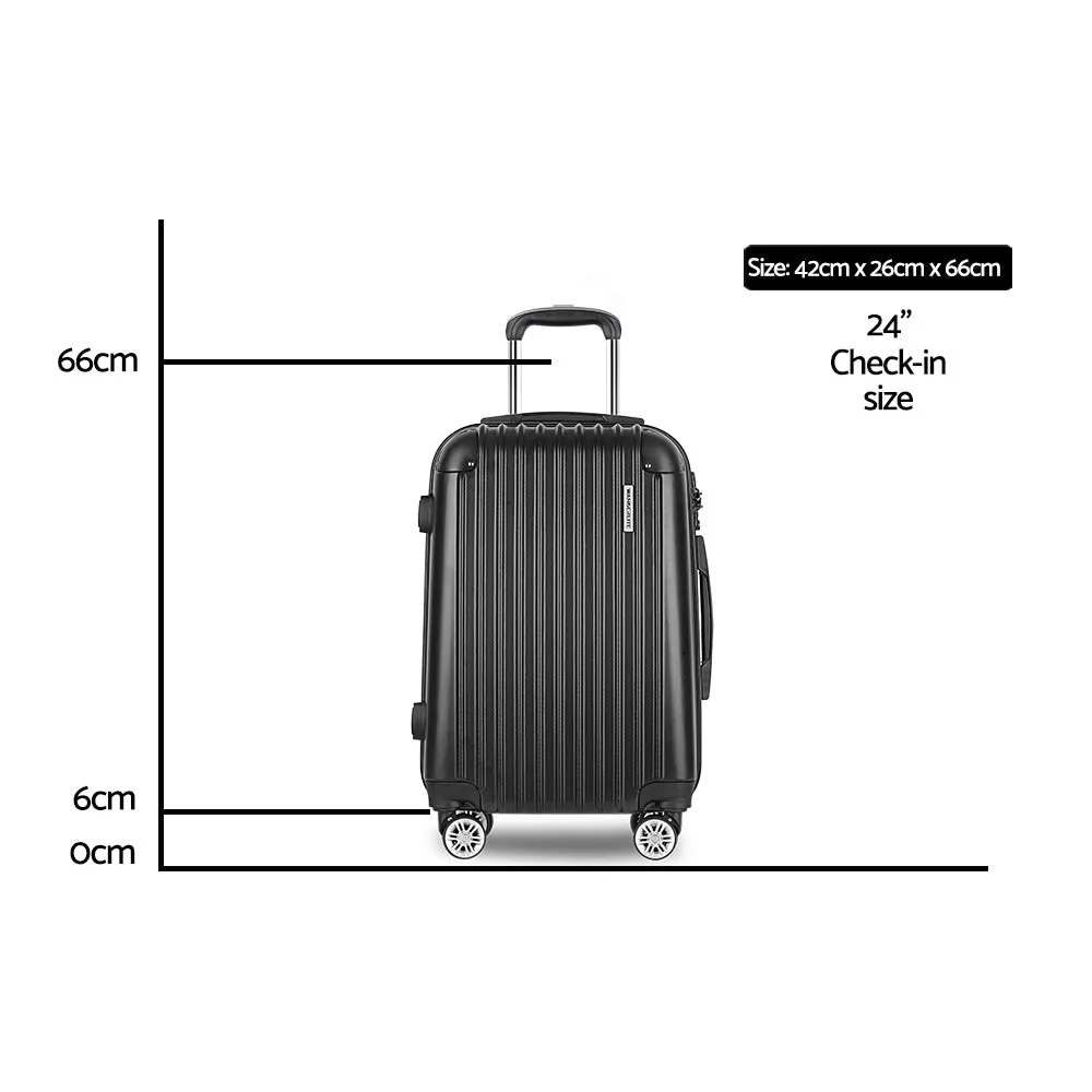 24" Luggage Suitcase Hardcase Carry On Trolley Set Travel