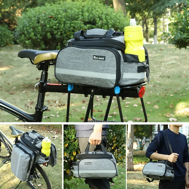 3 In 1 Bicycle Trunk Bag Mountain Bike Bag Cycling Double Side Rear Rack Seat Luggage Carrier Panniers Shoulder Bag