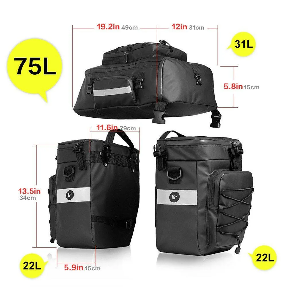 3 in 1 Mutifunctional Bike Rear Bag Waterproof Bicycle Shoulder Bag Bike Saddle Bag Bicycle Cargo Rack Pannier Long Cycling Accessory