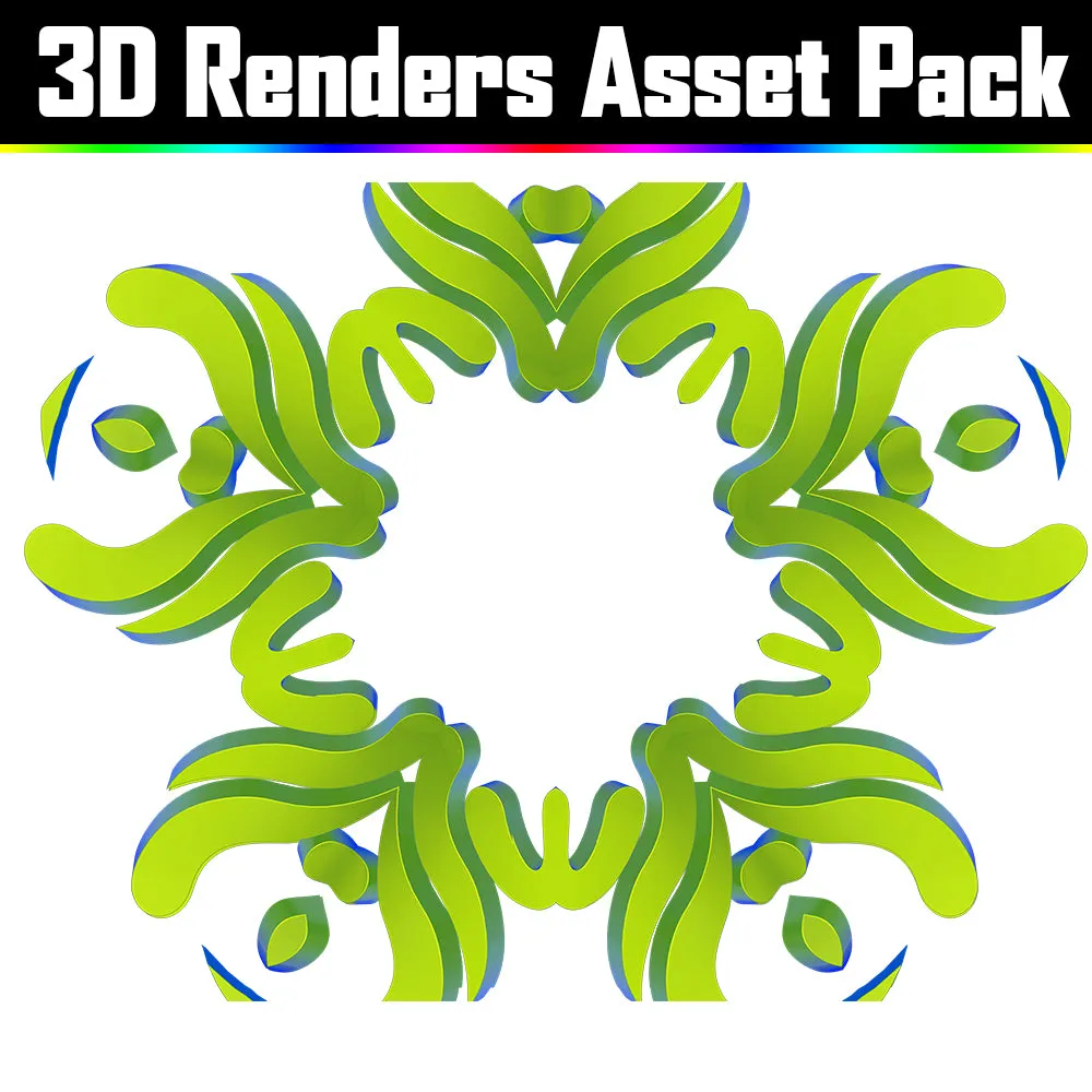 3D Render Asset Pack - Psychedelic Art Graphic Assets