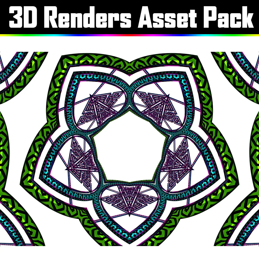 3D Render Asset Pack - Psychedelic Art Graphic Assets