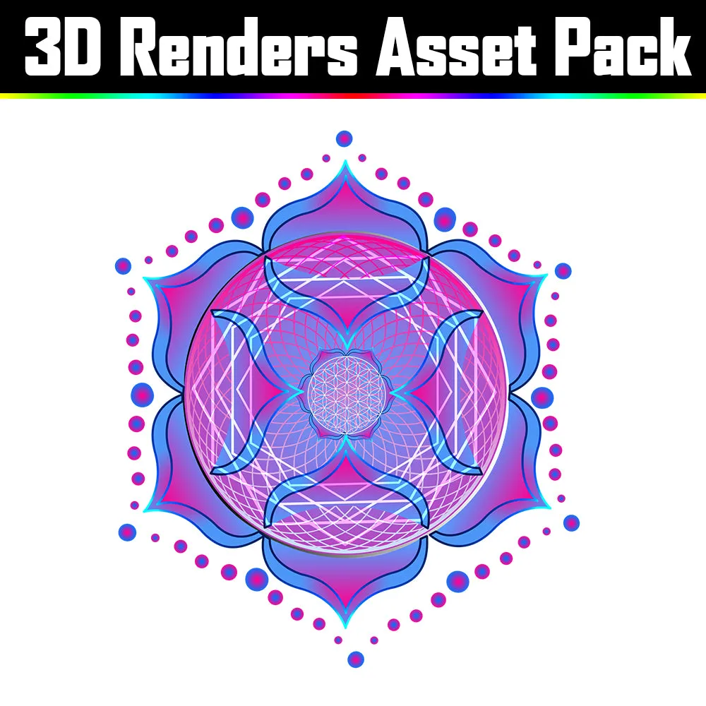 3D Render Asset Pack - Psychedelic Art Graphic Assets