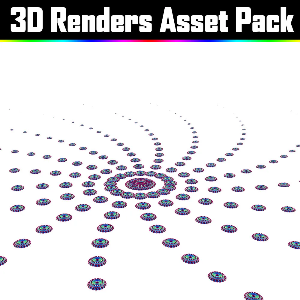 3D Render Asset Pack - Psychedelic Art Graphic Assets