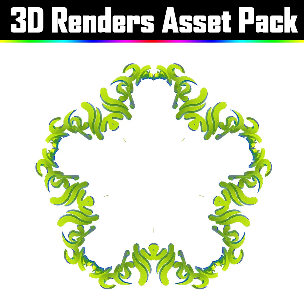 3D Render Asset Pack - Psychedelic Art Graphic Assets