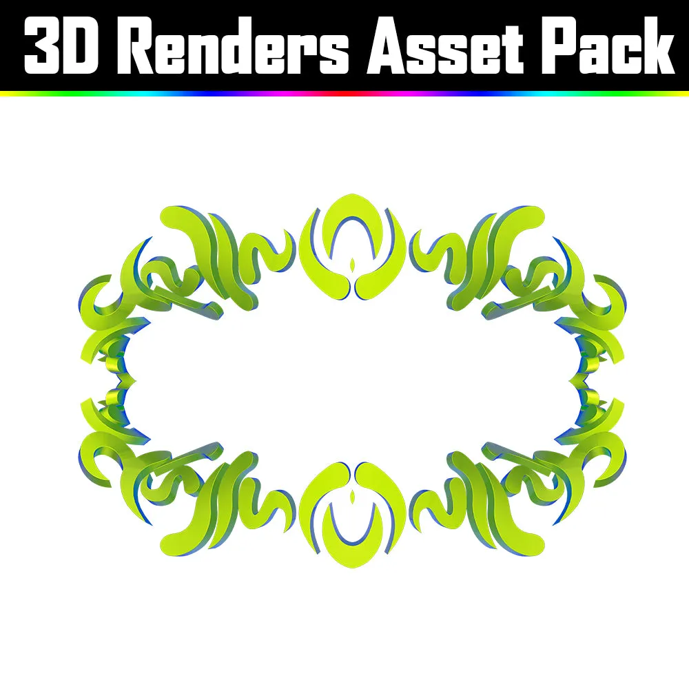 3D Render Asset Pack - Psychedelic Art Graphic Assets