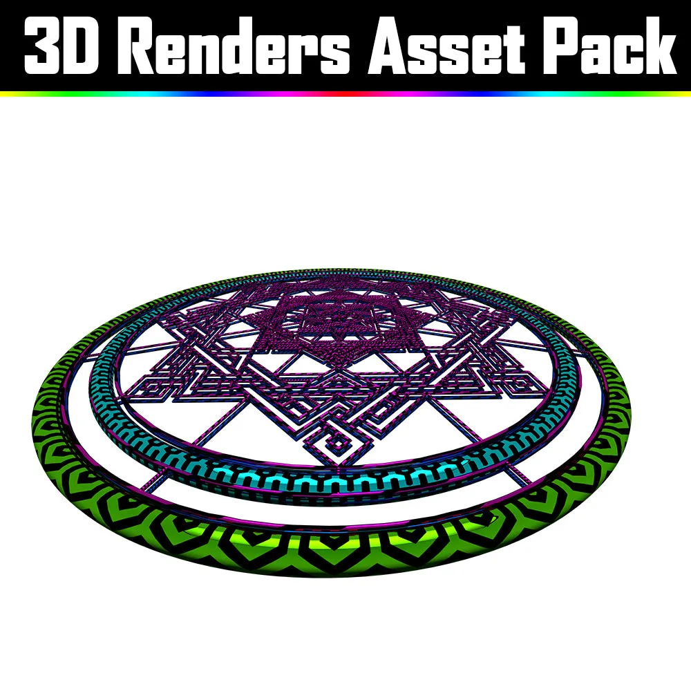 3D Render Asset Pack - Psychedelic Art Graphic Assets