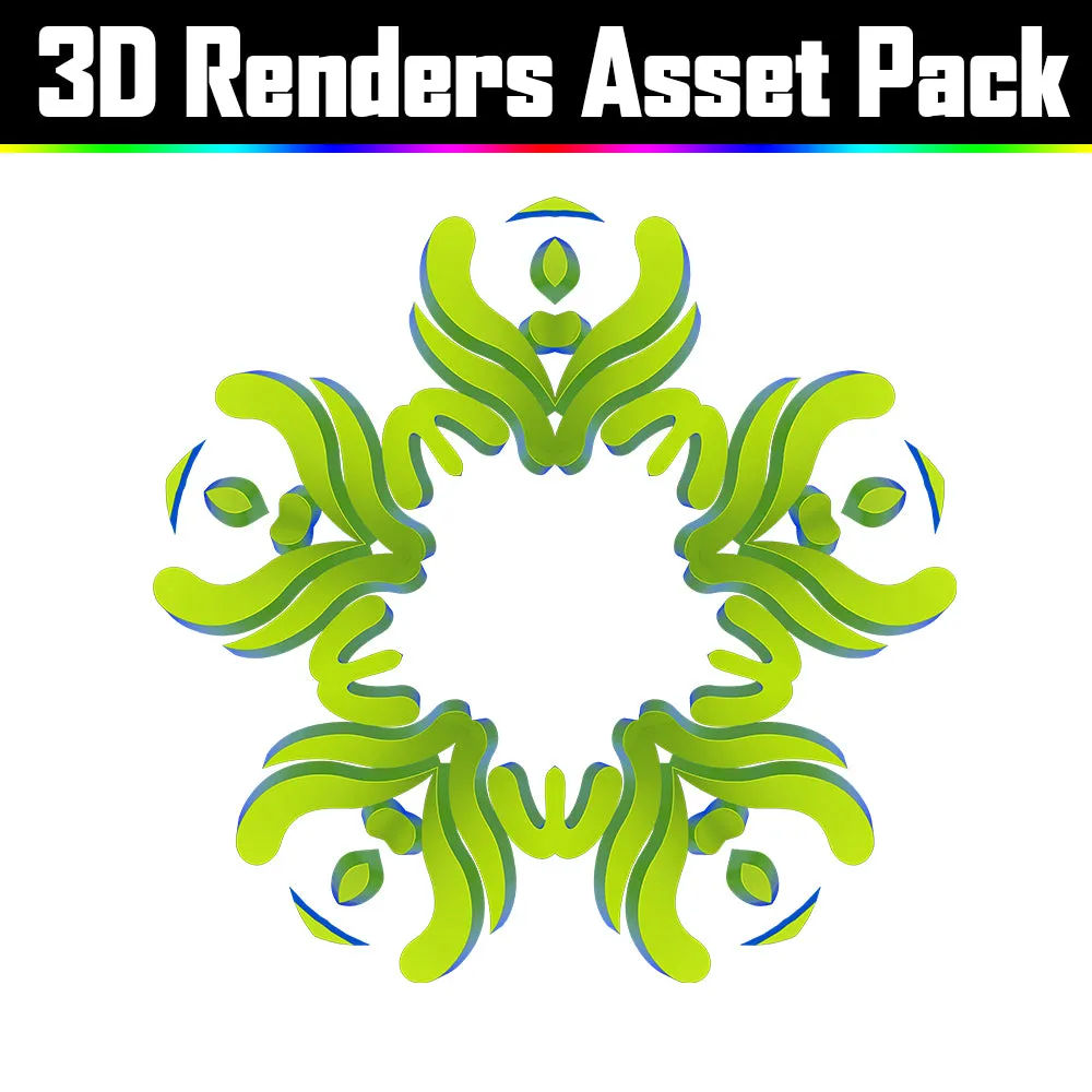 3D Render Asset Pack - Psychedelic Art Graphic Assets