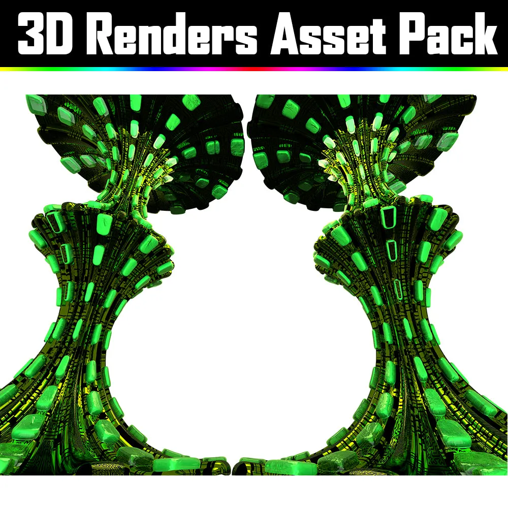 3D Render Asset Pack - Psychedelic Art Graphic Assets