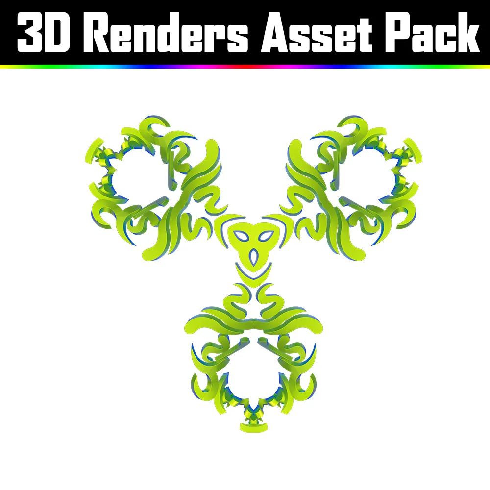 3D Render Asset Pack - Psychedelic Art Graphic Assets