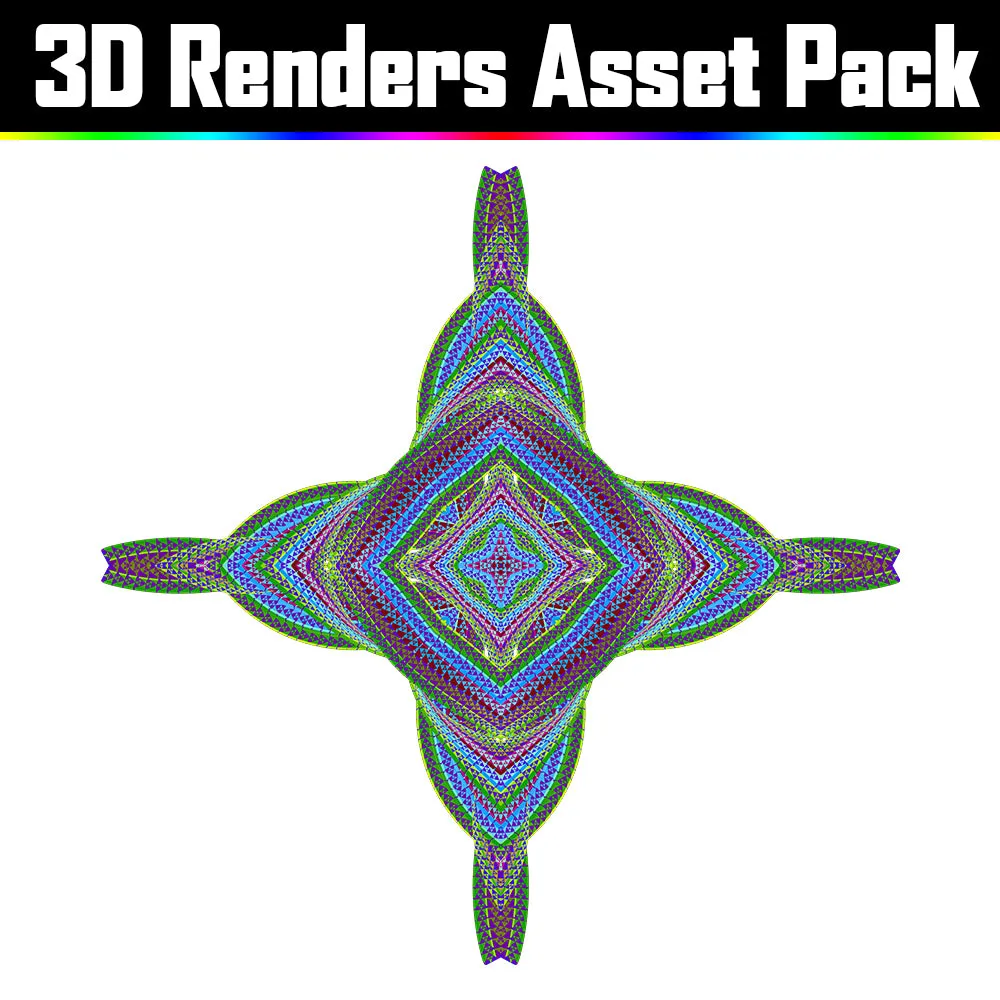 3D Render Asset Pack - Psychedelic Art Graphic Assets