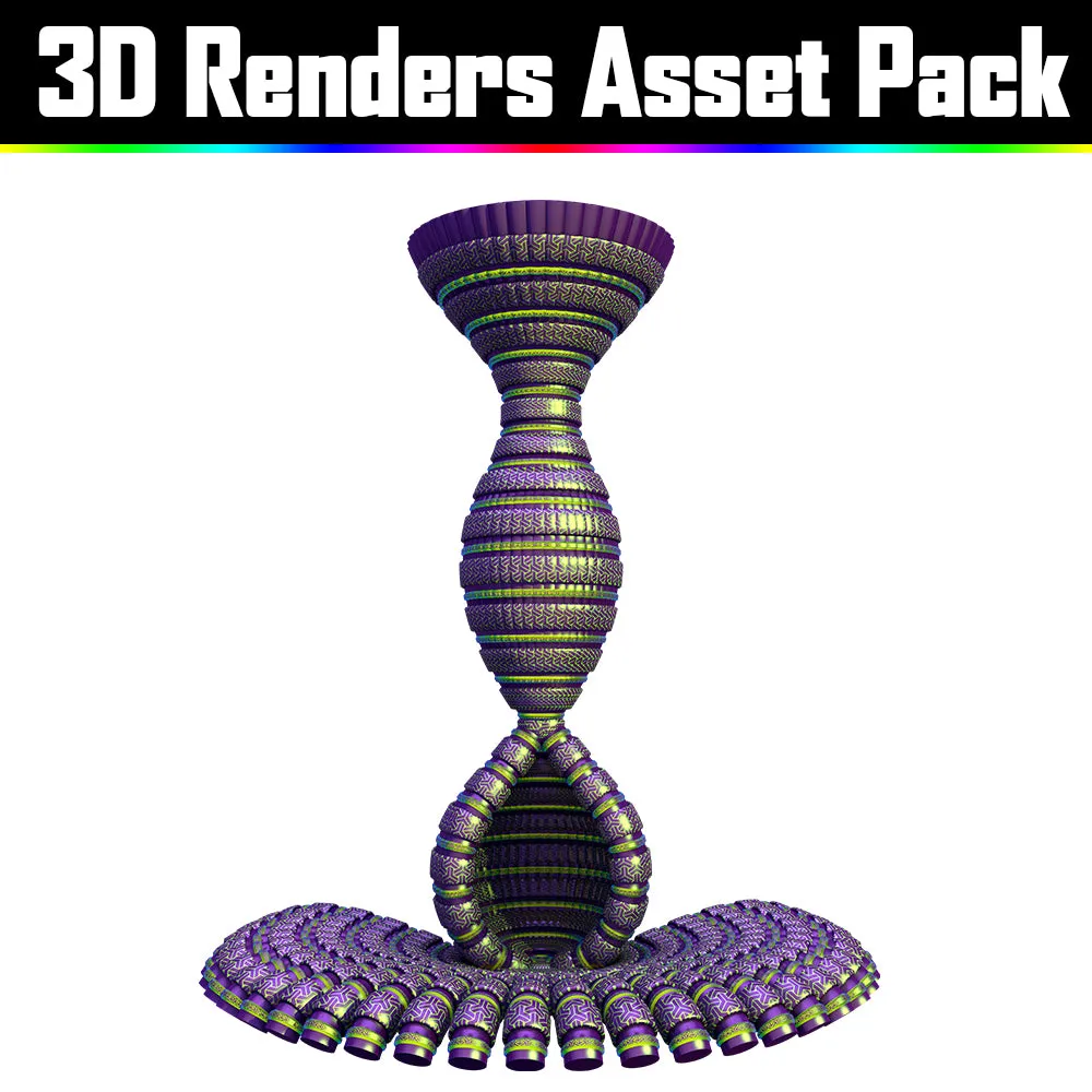 3D Render Asset Pack - Psychedelic Art Graphic Assets