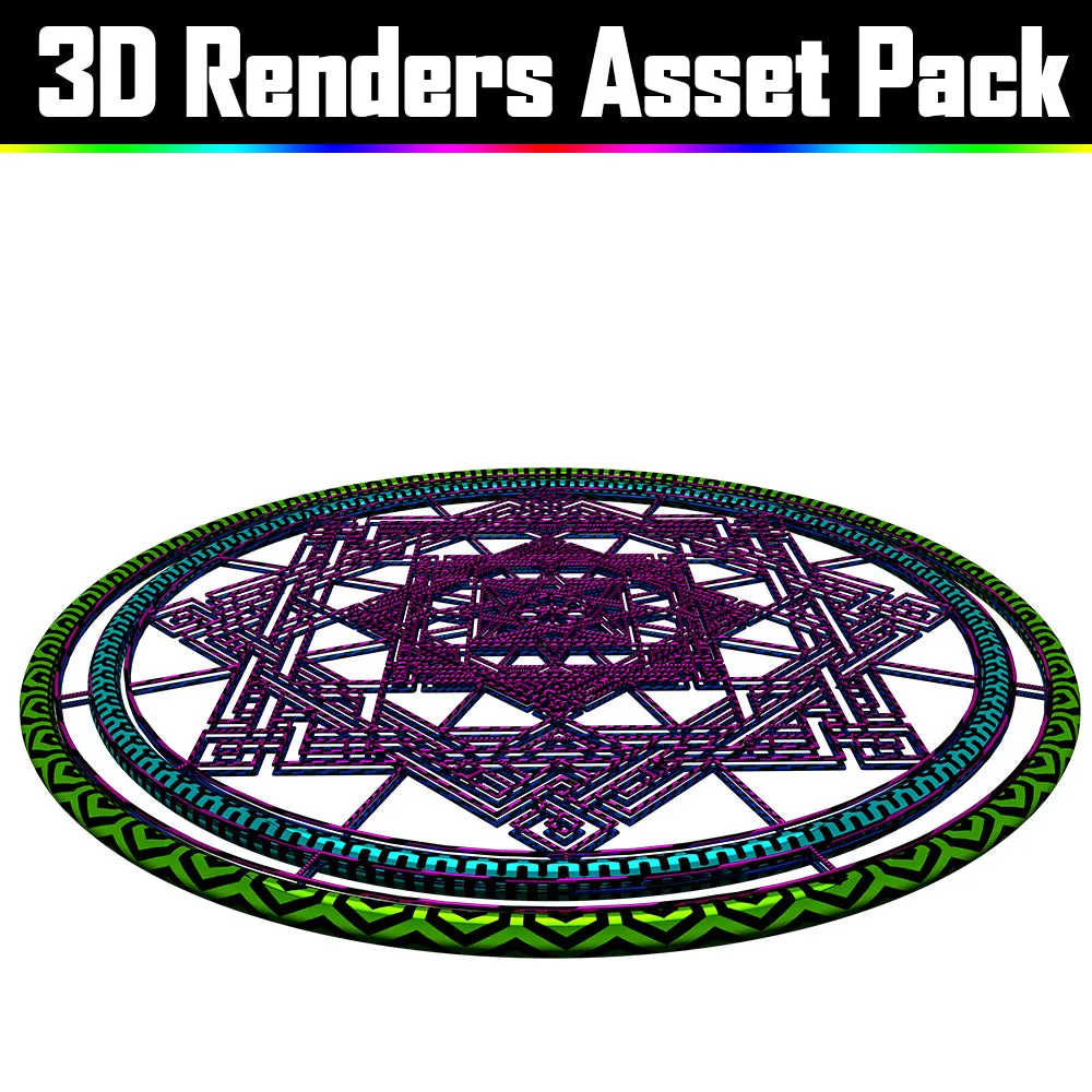 3D Render Asset Pack - Psychedelic Art Graphic Assets