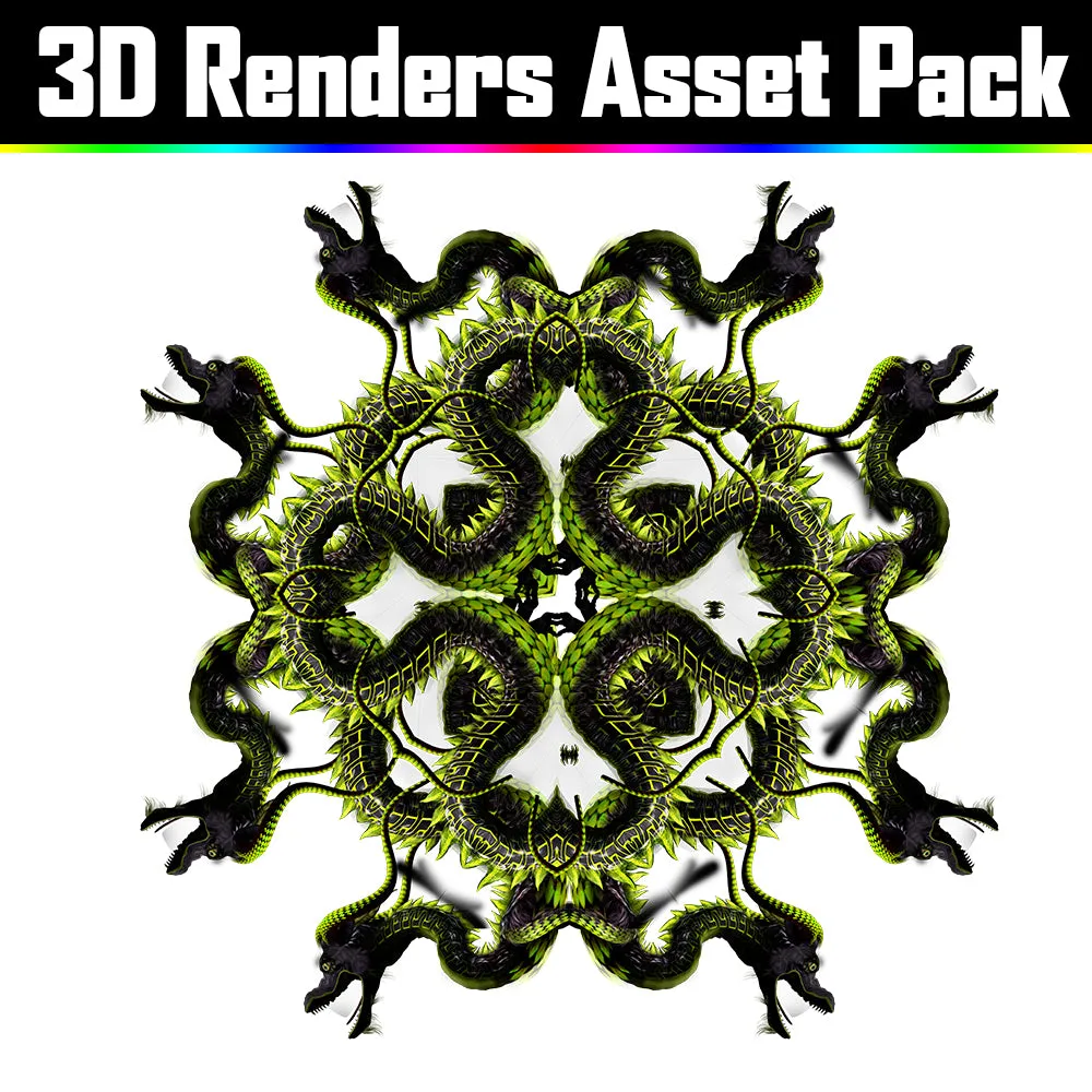 3D Render Asset Pack - Psychedelic Art Graphic Assets