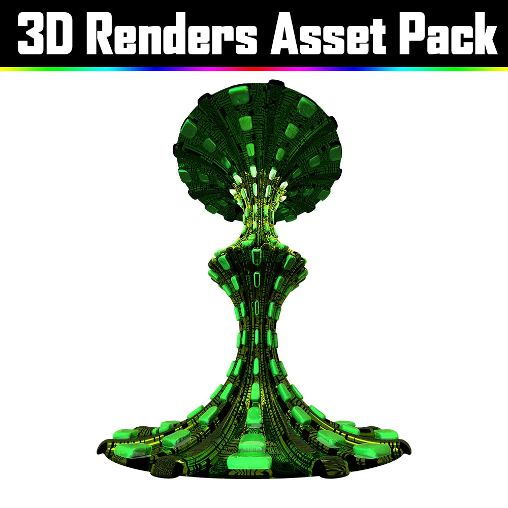 3D Render Asset Pack - Psychedelic Art Graphic Assets