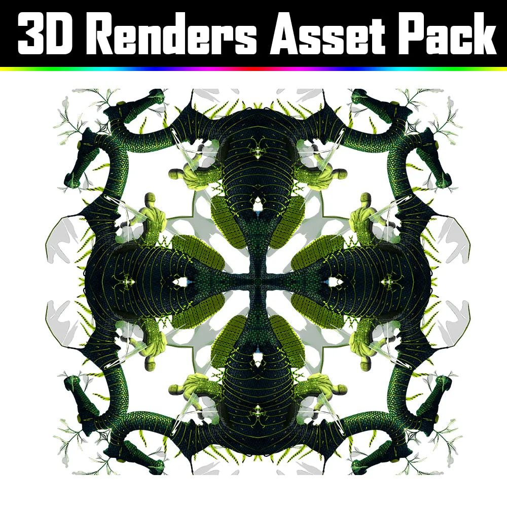 3D Render Asset Pack - Psychedelic Art Graphic Assets