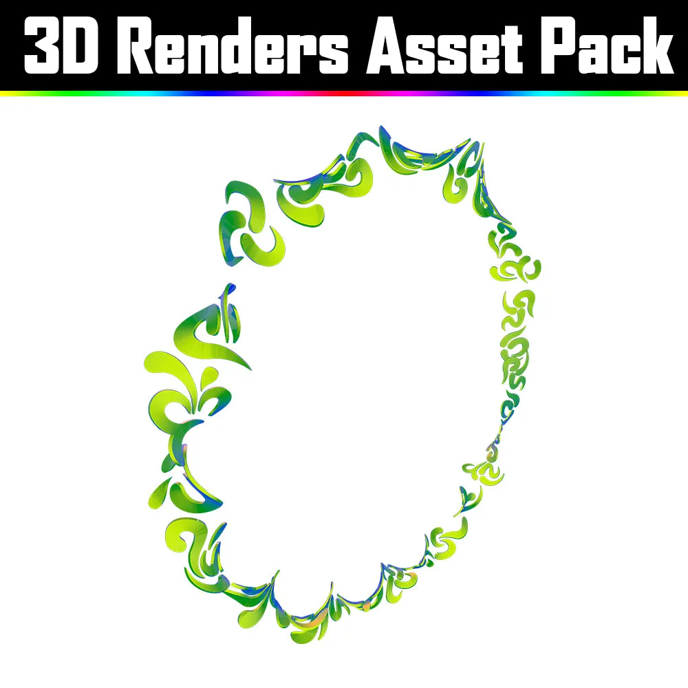 3D Render Asset Pack - Psychedelic Art Graphic Assets