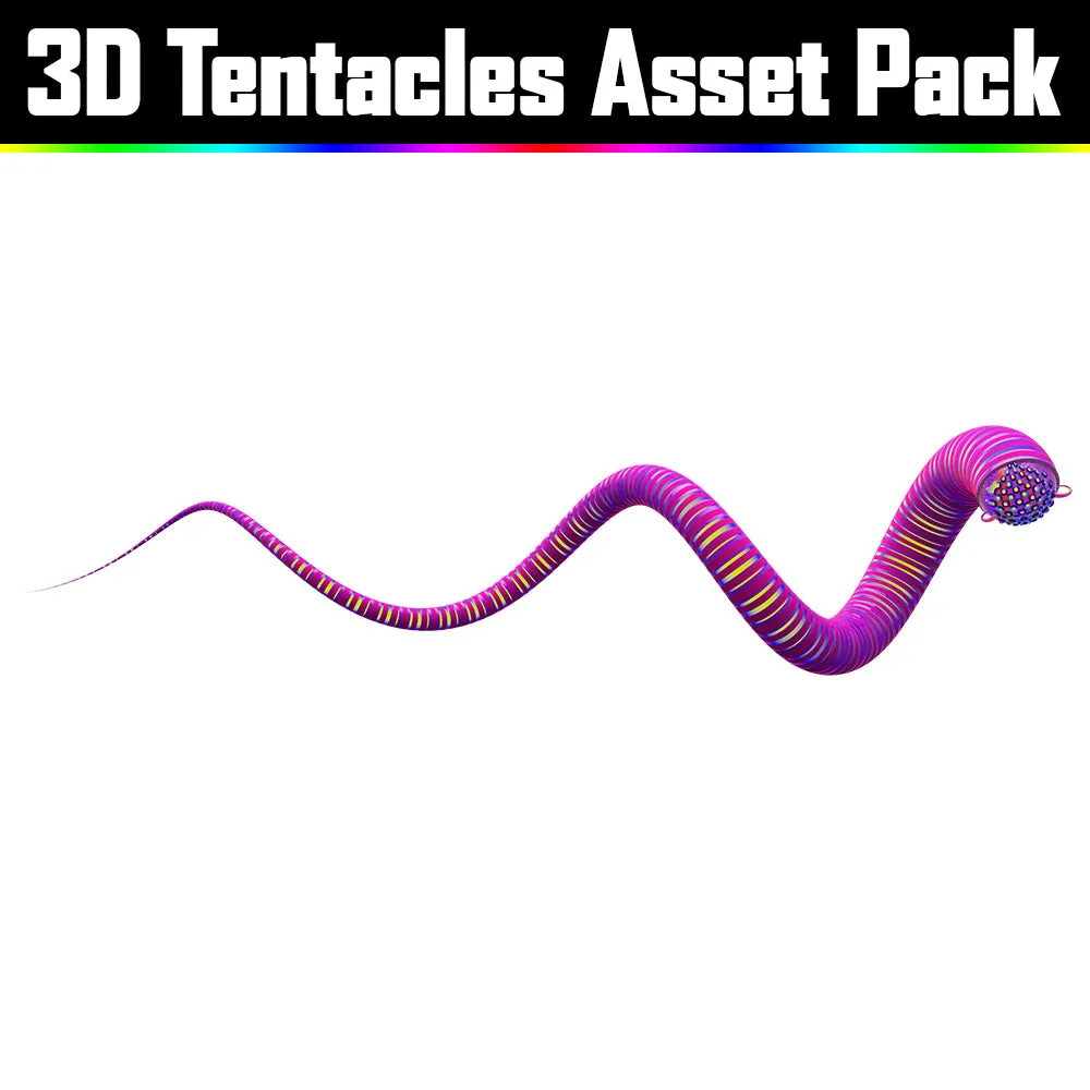 3D Tentacles Asset Pack - Psychedelic Art Graphic Assets