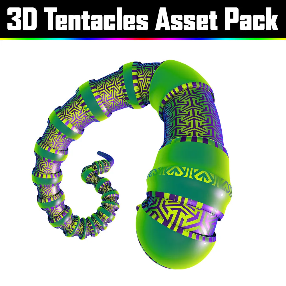 3D Tentacles Asset Pack - Psychedelic Art Graphic Assets