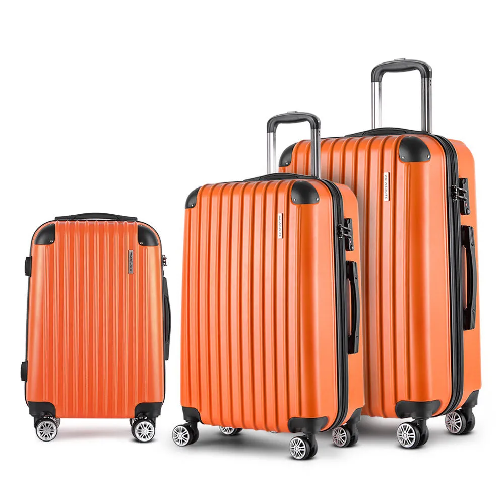 3pc Lightweight Hard-Shell Luggage Set w/ TSA Lock - Wanderlite