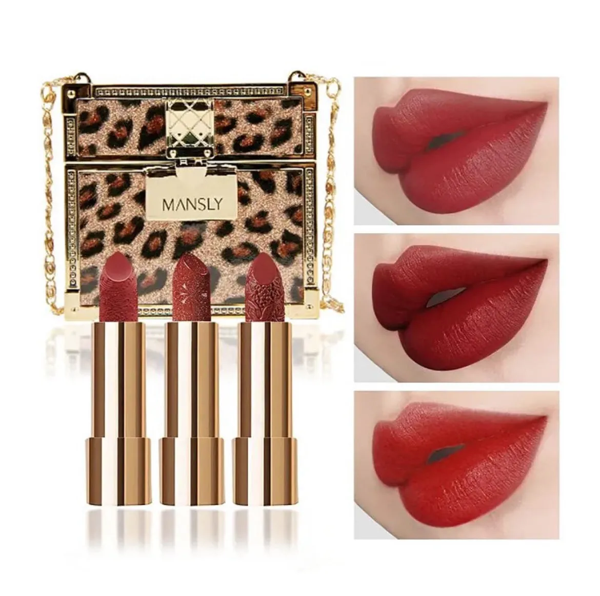 3pcs Luxury Hand Bag Style Velvet Matte Lipsticks