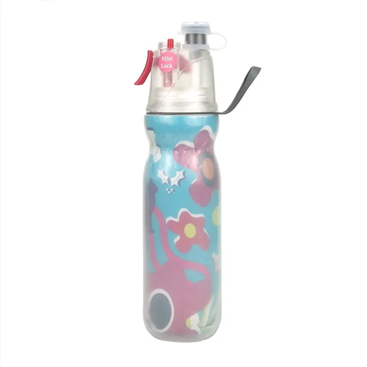 470ml Summer Outdoor Sports Training Spray Cooling Water Cup, Color: Flowers 3-layers