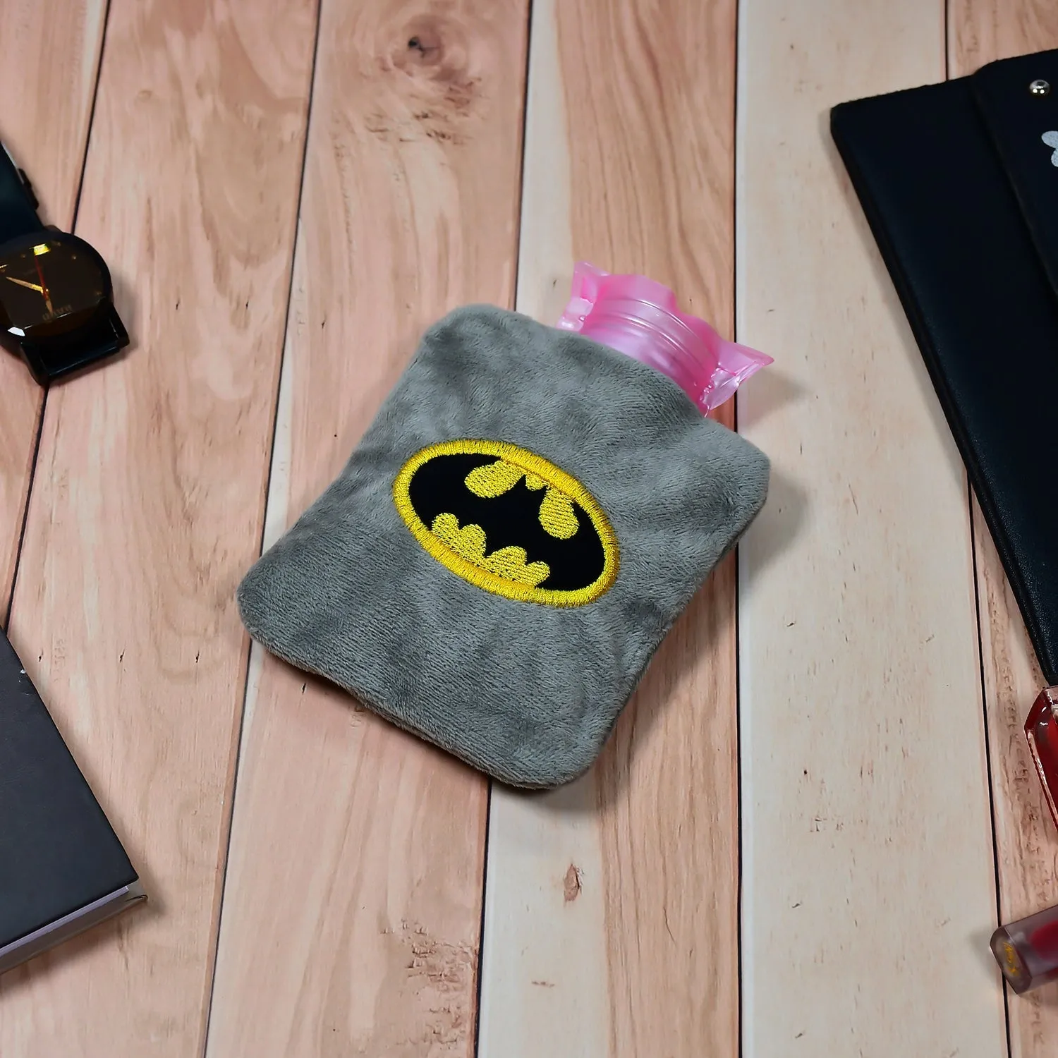 6505 Batman small Hot Water Bag with Cover for Pain Relief, Neck, Shoulder Pain and Hand, Feet Warmer, Menstrual Cramps.