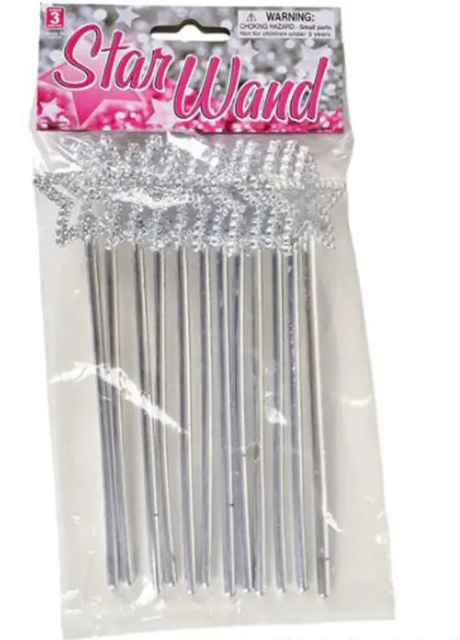 6.5" Mini Star Wands, Silver, 12pcs/Bag