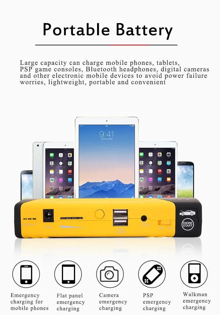 68800mAH Multifunctional Car Jump Start Power Bank with Torch