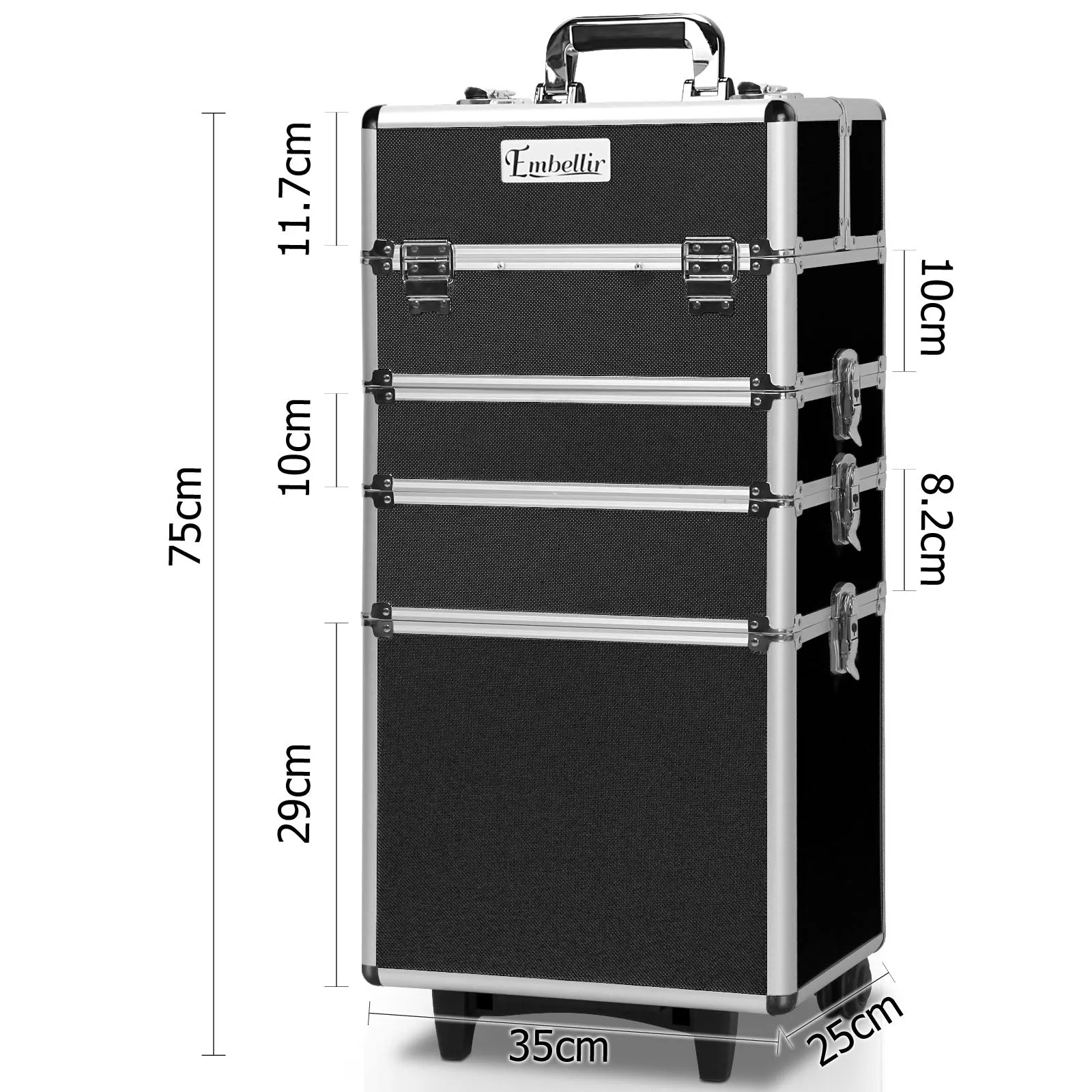 7-in-1 Makeup Trolley w/ Wheels, Multiple Trays - Embellir