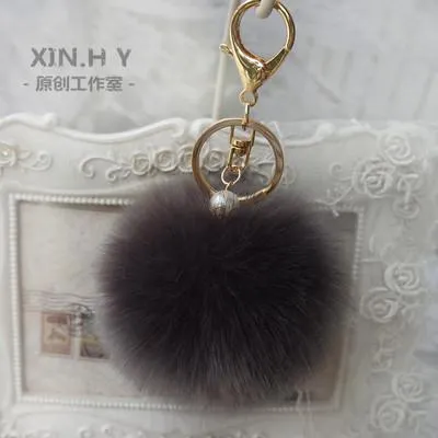 8cm Fluffy Keychain Fur Pom Pom Key Chain Faux Rabbit Hair Trinket For Bag Car Fur Ball Key Ring Golden Chaveiro llaveros