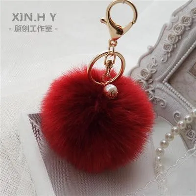 8cm Fluffy Keychain Fur Pom Pom Key Chain Faux Rabbit Hair Trinket For Bag Car Fur Ball Key Ring Golden Chaveiro llaveros