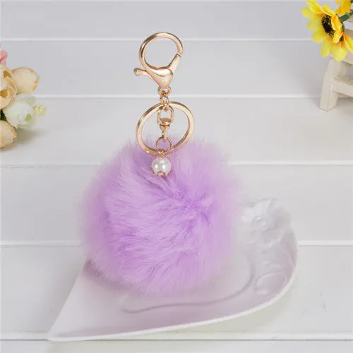 8cm Fluffy Keychain Fur Pom Pom Key Chain Faux Rabbit Hair Trinket For Bag Car Fur Ball Key Ring Golden Chaveiro llaveros