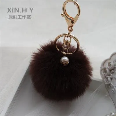 8cm Fluffy Keychain Fur Pom Pom Key Chain Faux Rabbit Hair Trinket For Bag Car Fur Ball Key Ring Golden Chaveiro llaveros