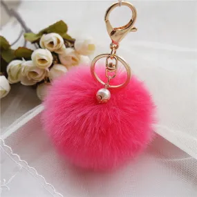 8cm Fluffy Keychain Fur Pom Pom Key Chain Faux Rabbit Hair Trinket For Bag Car Fur Ball Key Ring Golden Chaveiro llaveros