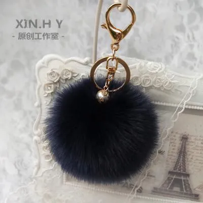 8cm Fluffy Keychain Fur Pom Pom Key Chain Faux Rabbit Hair Trinket For Bag Car Fur Ball Key Ring Golden Chaveiro llaveros