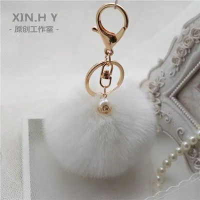 8cm Fluffy Keychain Fur Pom Pom Key Chain Faux Rabbit Hair Trinket For Bag Car Fur Ball Key Ring Golden Chaveiro llaveros