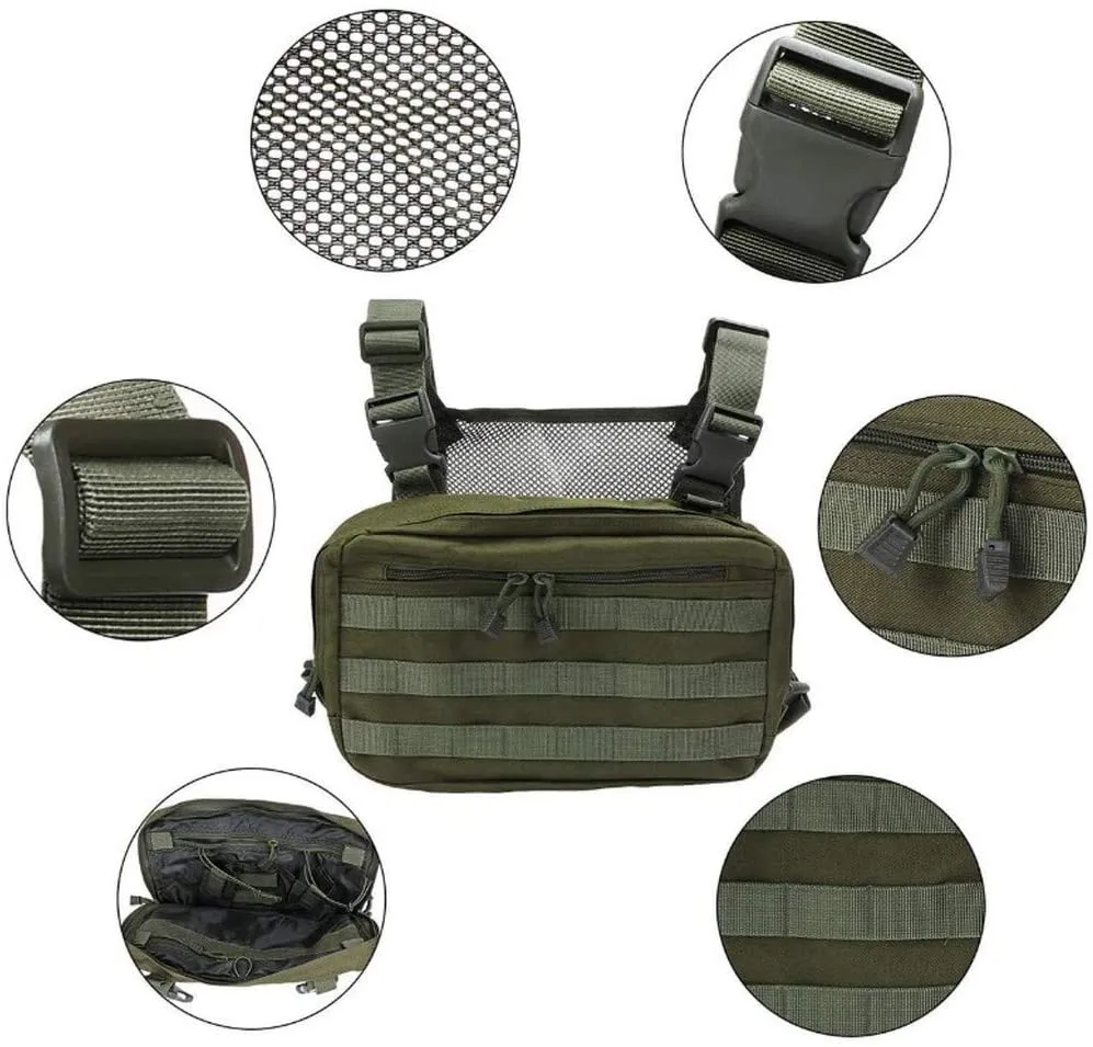 Adjustable Green Tactical Rig Vest Front Pack Bag