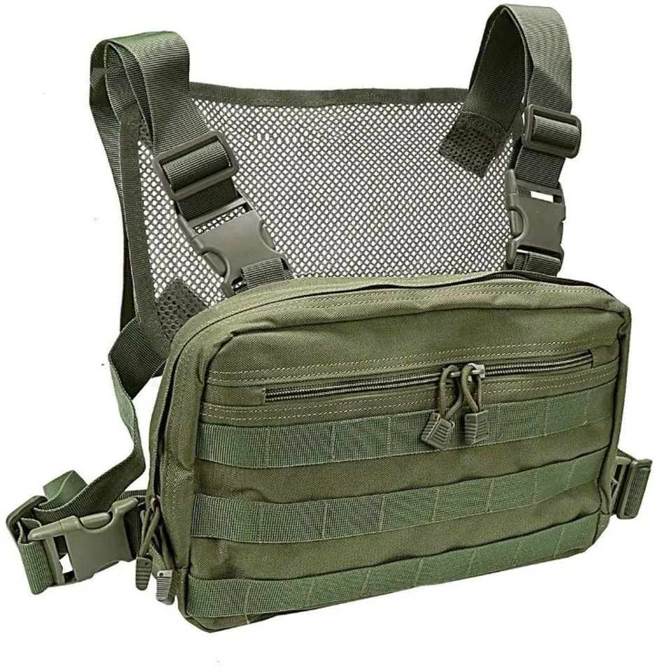 Adjustable Green Tactical Rig Vest Front Pack Bag