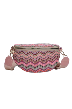 Adored Chevron Straw Sling Bag