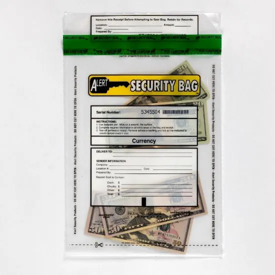 Alert 1014AV-250 Bank Deposit Bag Clear 10" x 14" - 250 Pack