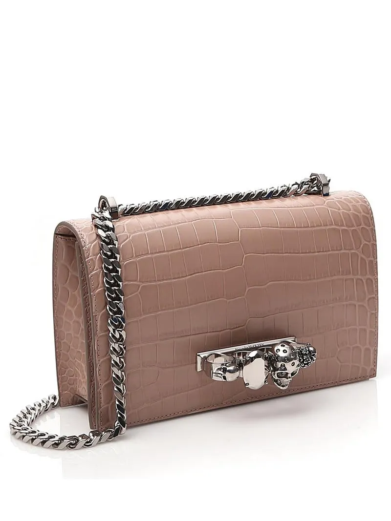 Alexander McQueen Embossed Skull Chain Shoulder Bag