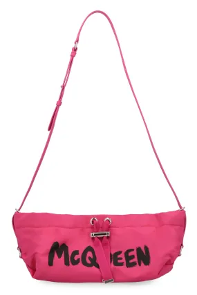 Alexander McQueen Logo Print Bow Detailed Shoulder Bag