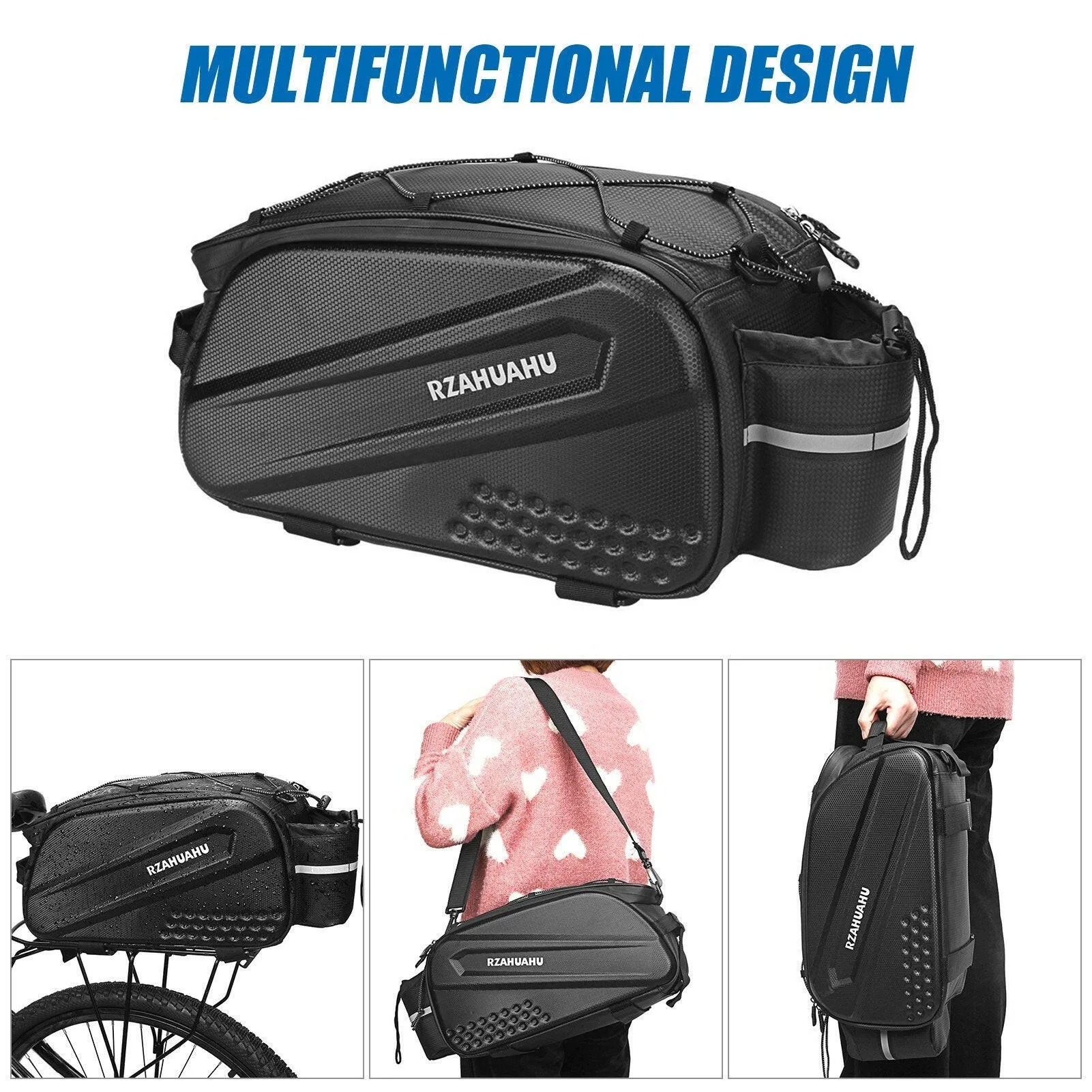 Aomiun 10L Multifunctional Bicycle Rear Seat Bag Waterproof Cycling Bike Rack Trunk Cargo Bag Pannier Bag Handbag Shoulder Bag