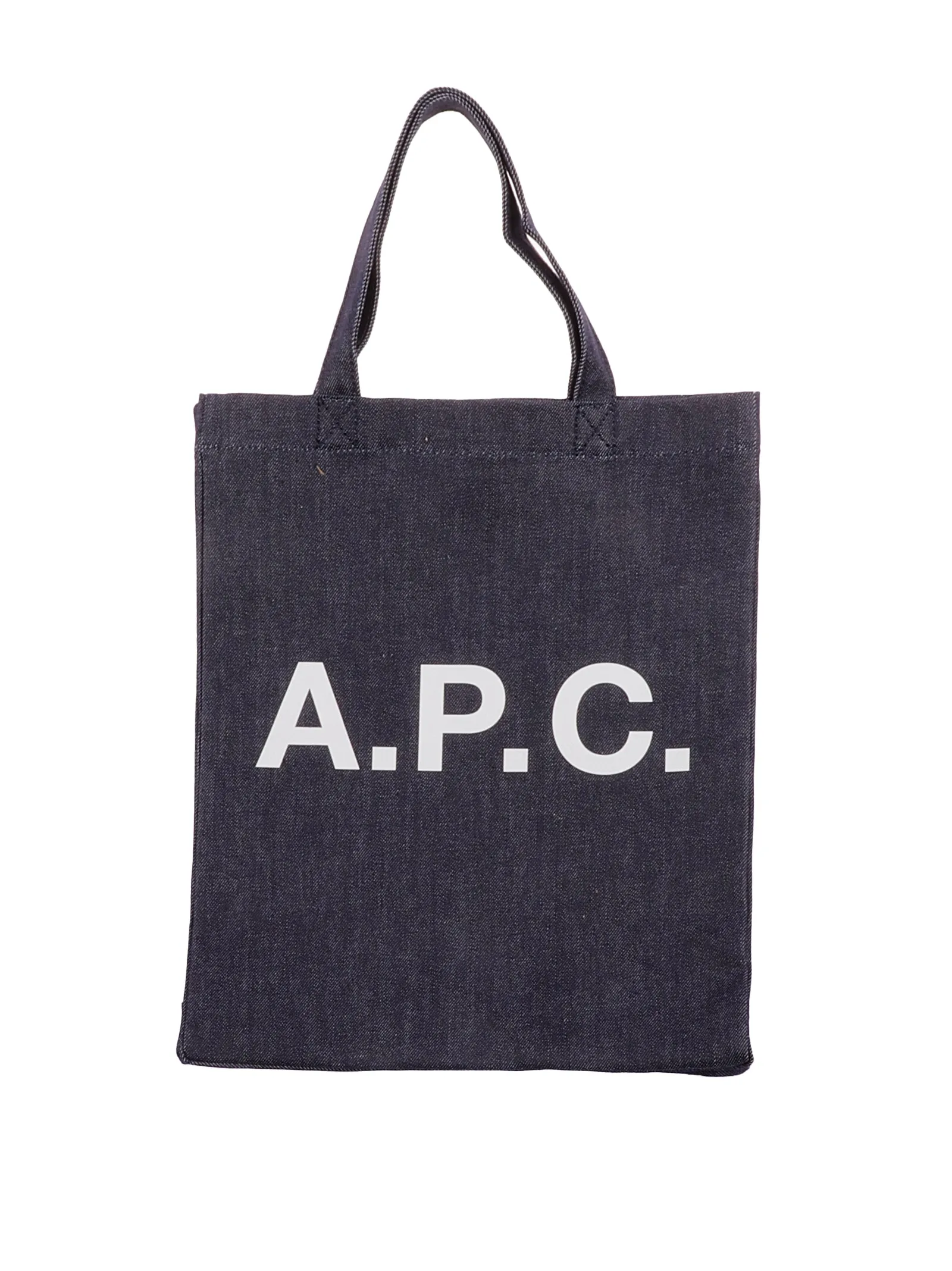 A.P.C. Lou Logo Print Denim Tote Bag