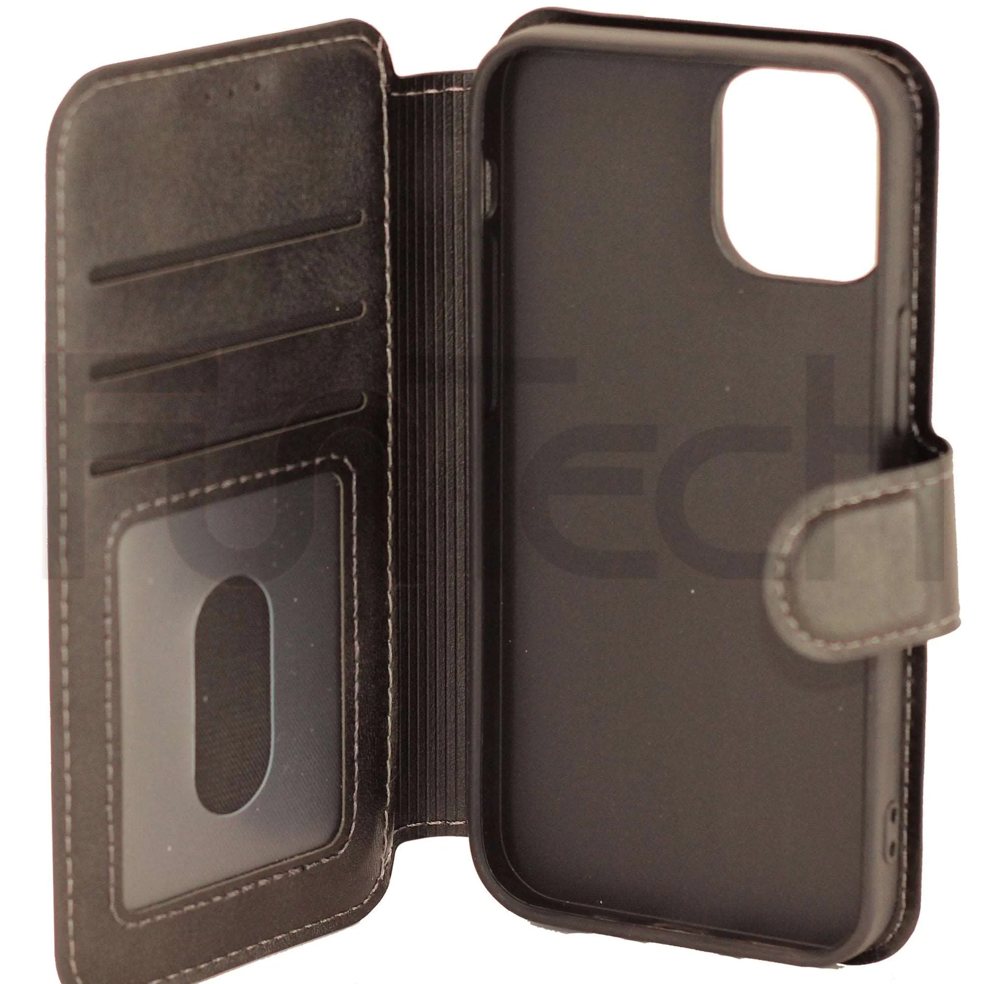 Apple iPhone 12 Mini Leather Wallet Case Color Black